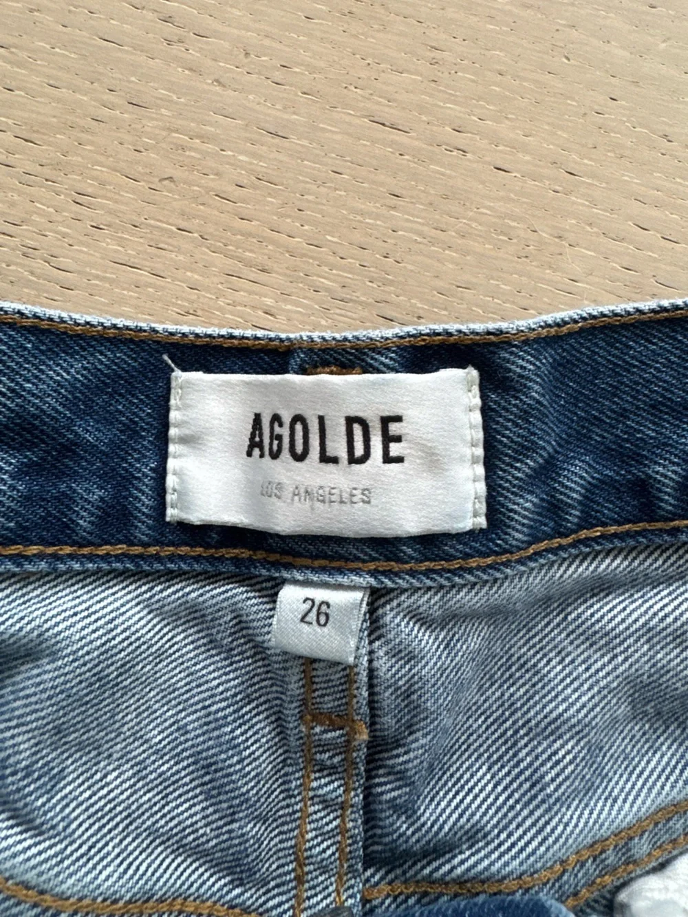 AGOLDE Parker Long Denim Shorts Women’s Size 26 High Rise Button Fly Medium dark